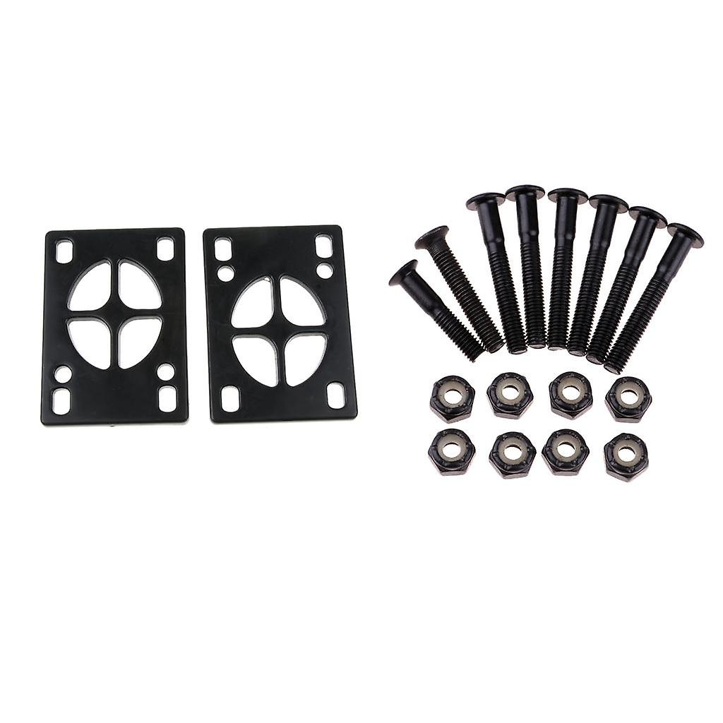 8x Skateboard Mounting Screws with 2x Riser Pad Longboard Hardware 35mm+3mm