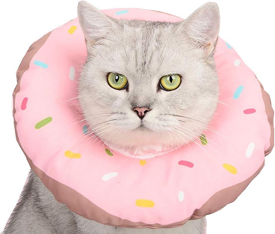 Adjustable Soft Pet E-Collar Neck Collar Circle For Cat Small Dogpink-Pink Dot Doughnut M