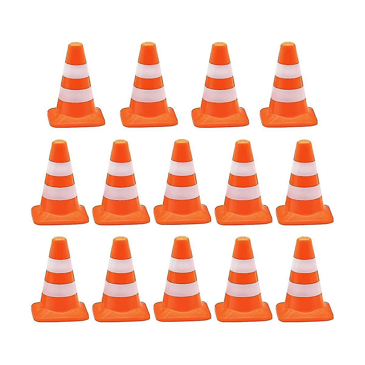 14 Pieces Mini Triangle Cone, Mini Simulation Safety Cone Road Parking Signs Roadblock, Small Signs