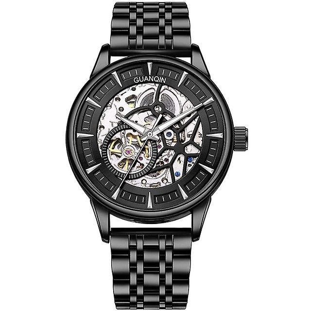 Guanqin Mechanical Hollow Out Dial Men's Watches Stainless Steel Luxury Waterproof Watch For Men Luminous Automatic Man Watch
