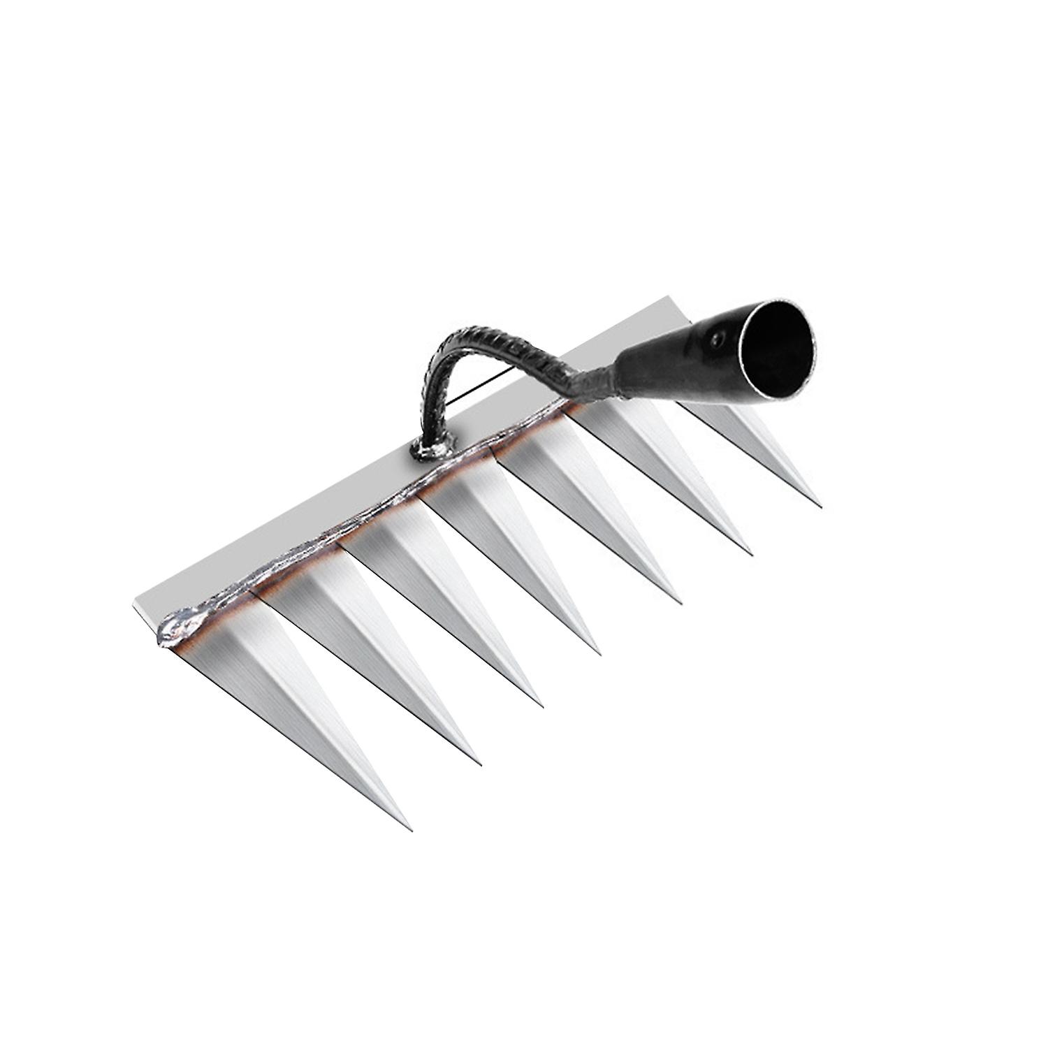 Sturdy Garden Rake with 7 Metal Tines - Perfect for Lawn Care, Weeding, and Soil Preparation