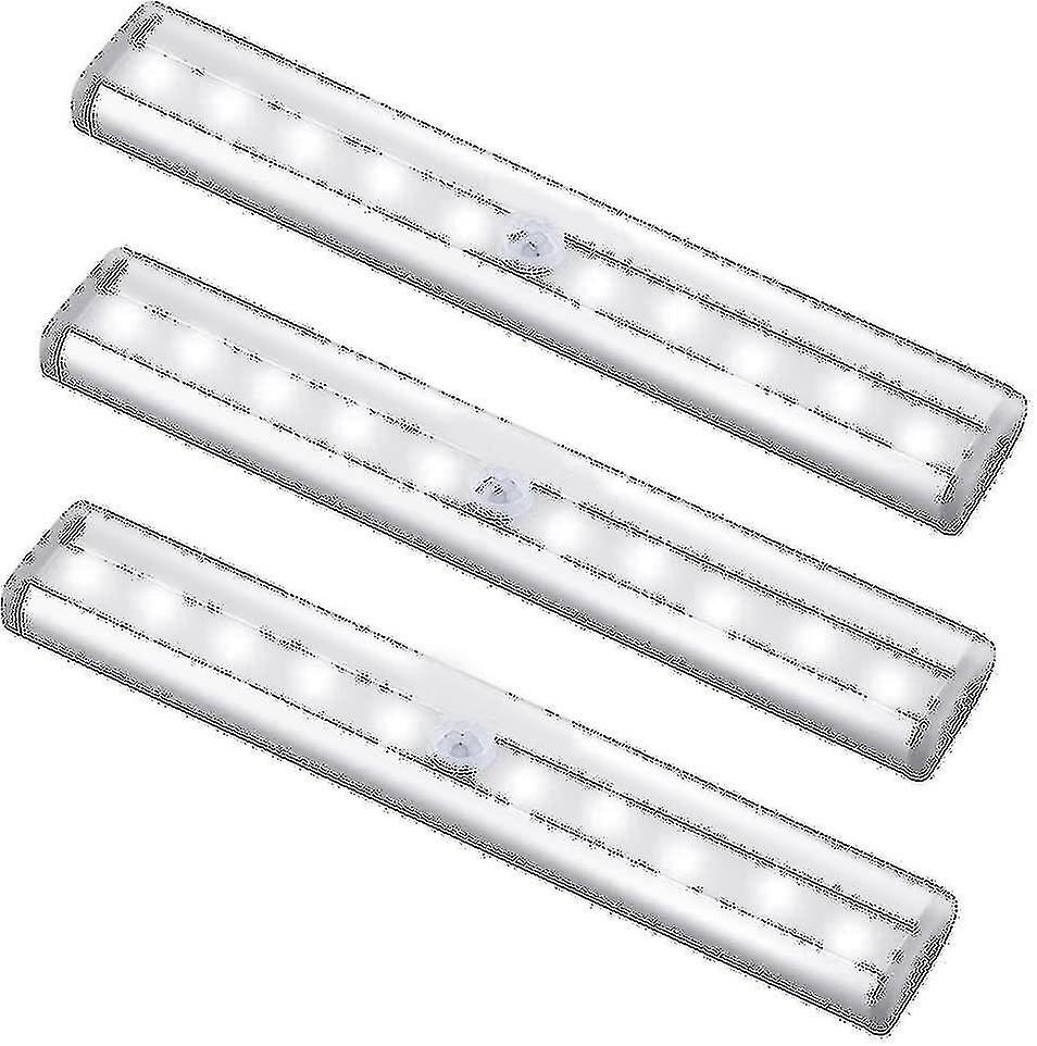 Motion Sensor Light Bar, (10 Led, 3 Pack) Wardrobe Wireless Lamp