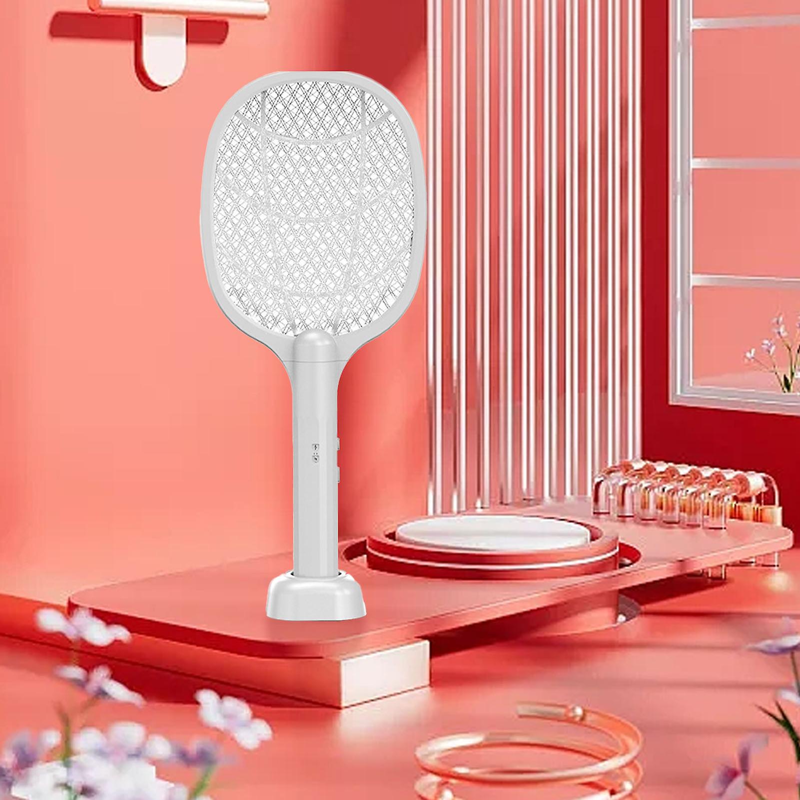 Electric Fly Swatter Rechargeable Safety Mesh Electric Fly Racket with Bug Light for Home 