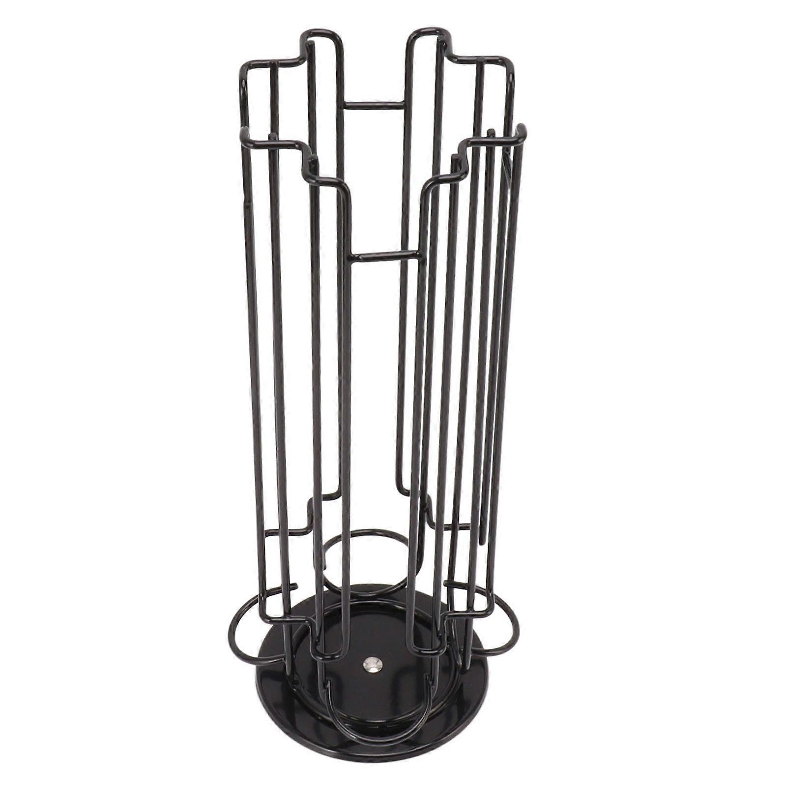 Coffee Capsule Holder for 24 Coffee Pod 360 Degree Rotating Coffee Pod Carousel Storage Display Rack Stand Black