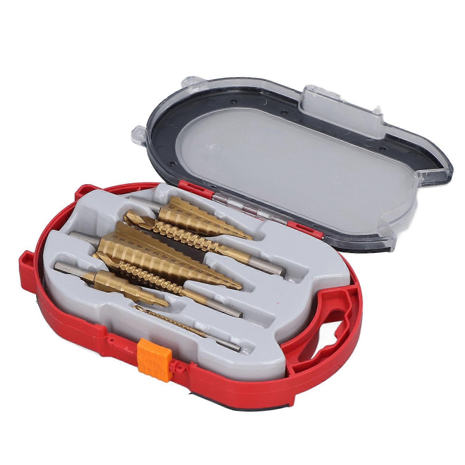 6Pcs/Set Straight Flute Step Drill Set Round Shank Titanium HSS Saw Bit for Reaming Metal