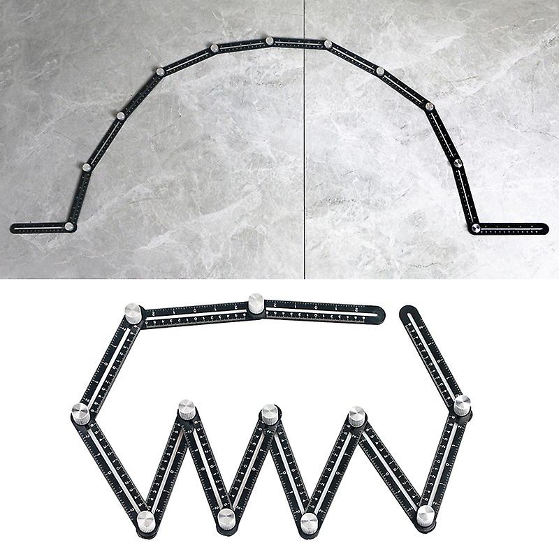 Tile Multi-Angle Measuring Ruler, Black Angle Tool, Side Aluminum Alloy Corner Stencil, Suitable for Carpentry, Ceramic Tiles