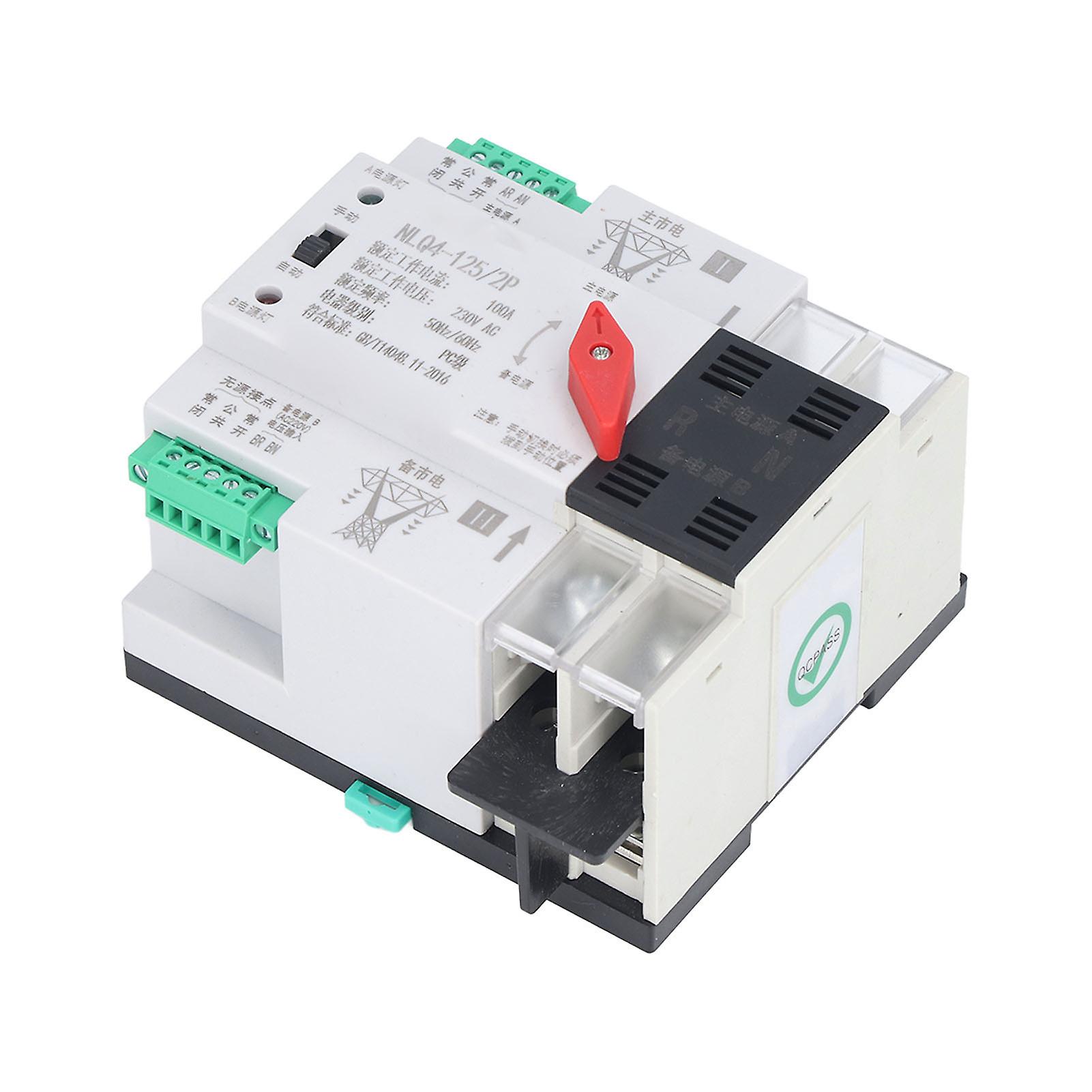 Transfer Switch Dual Power Fast Switching Automatic DIN Rail Mount 100A for Home 