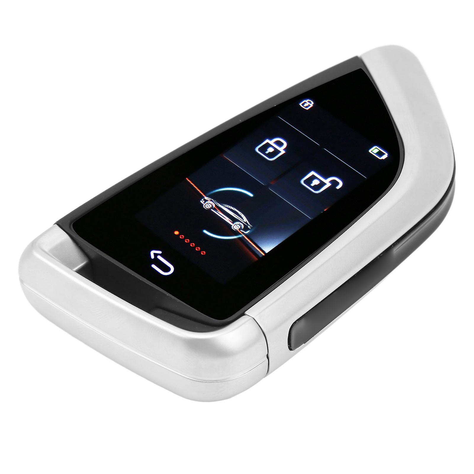 Smart Remote Car Key LCD Screen Anti Lost Bluetooth 5.0 Keyless Entry Auto Lock Key Fob for One Click Start Car Silver