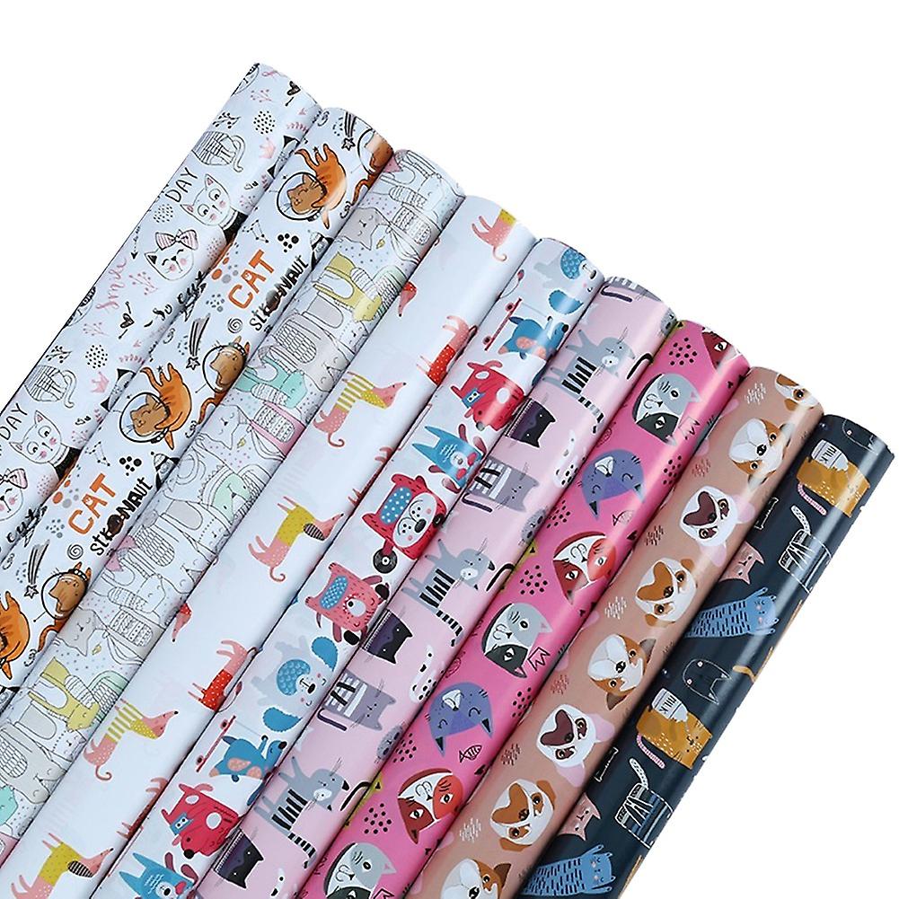 Wrapping Paper Sheets,Pet Pattern Birthday Party Wrapping Paper 9Pcs,Present for Kids
