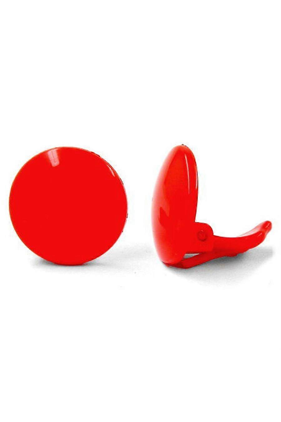 Clip-on Earring Round Red Plastic - Gl01733