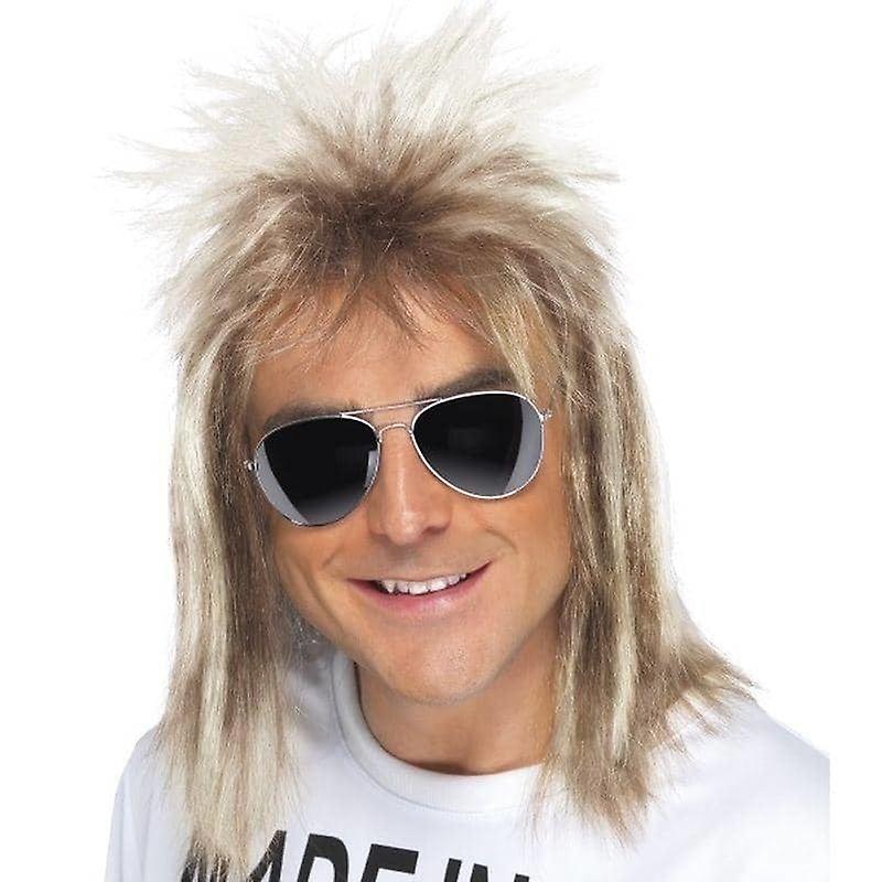 80S Mullet Wig Adult White 42021