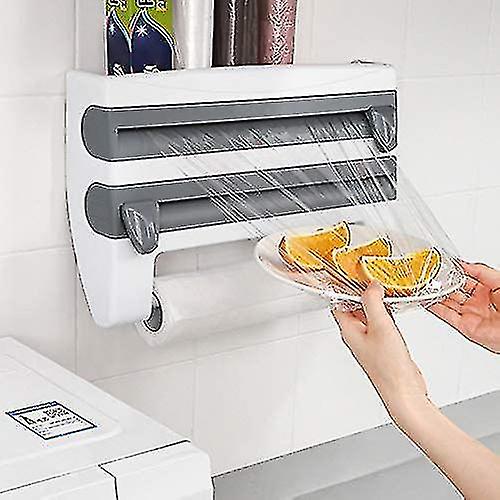 متعددة الوظائف تخزين قطع الرف، 4 في 1 الجدار جبل صلصة زجاجة حامل التخزين، متعددة الوظائف المطبخ تشبث فيلم احباط موزع مع رف التوابل