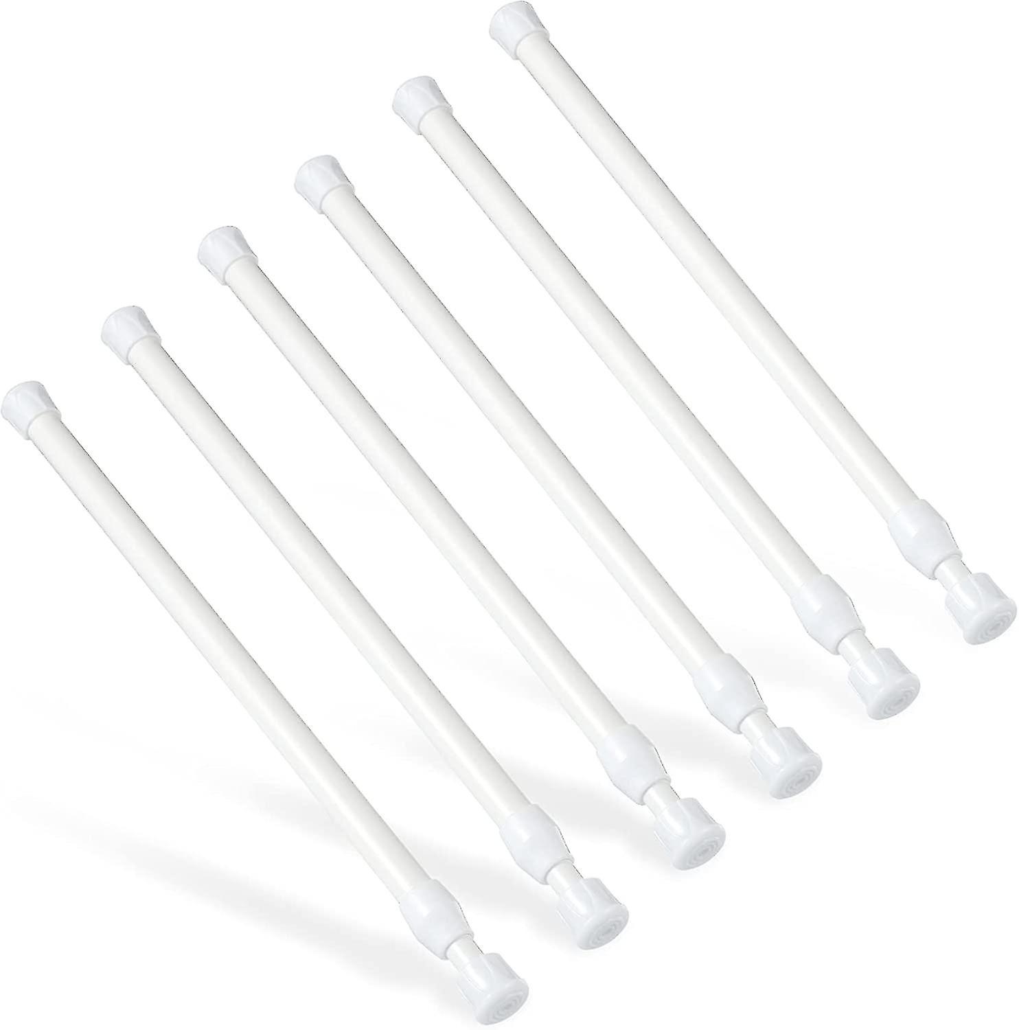 Pack of 6 Telescopic Rods (White) 30-50 cm Tie Rods, No Drilling Needed, Anti-Rust Spring, Small Tie