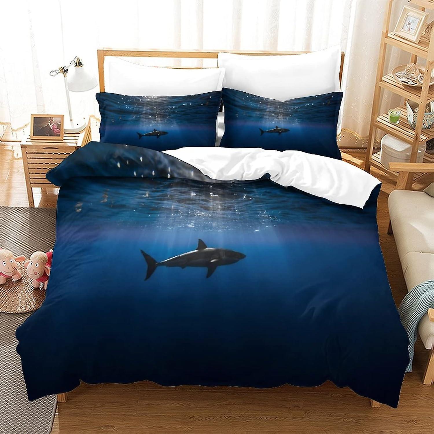 VOSILE Underwater World 3 Piece Soft With Pillowcase Duvet Cover Zipper Closure Prevent Allergy Bedding Set Suitable for All Kinds of People Quilt Cov