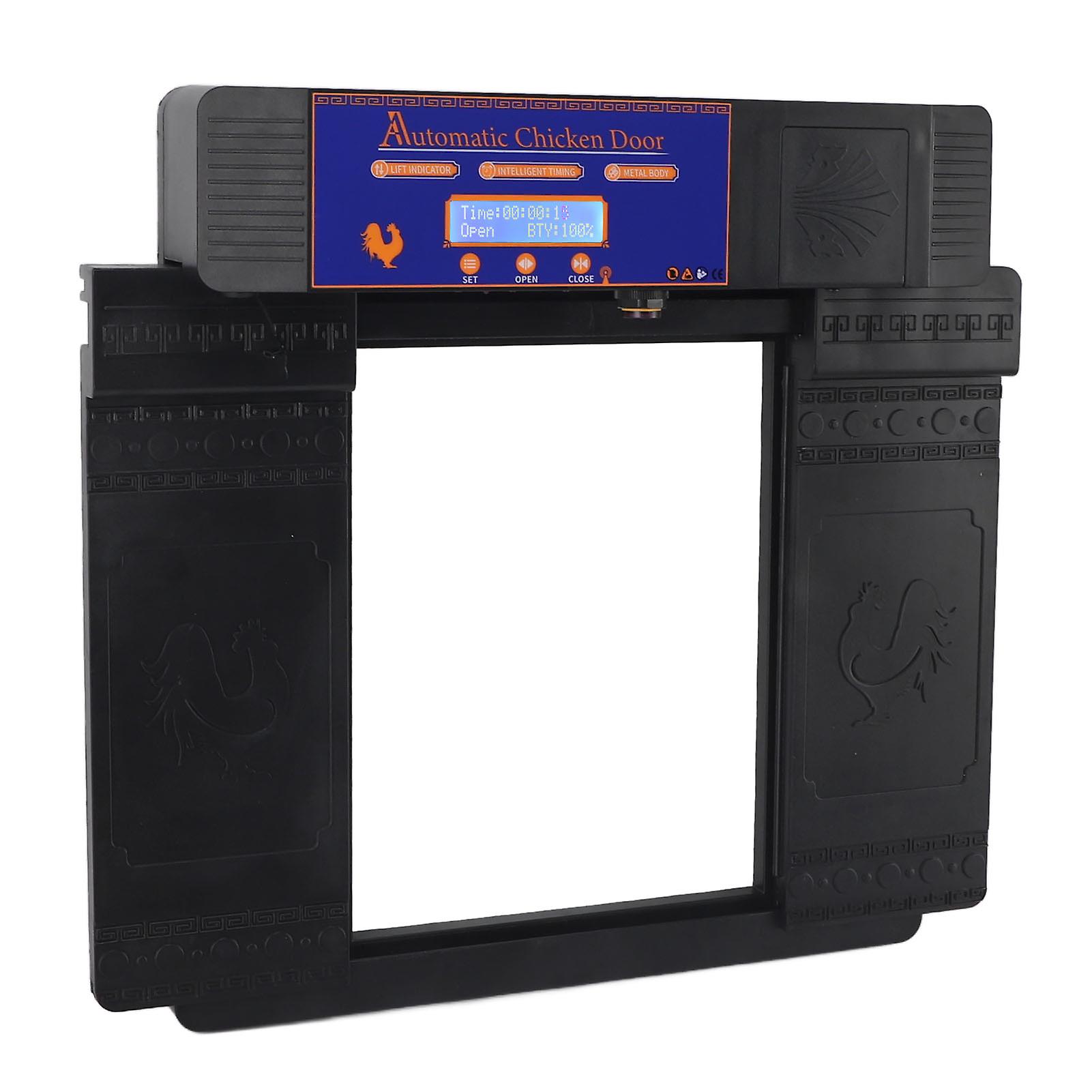 Double Door Automatic Chicken Coop Door with Infrared Anti Pinch Low Battery Alert for Chicken Ducks Geese Black