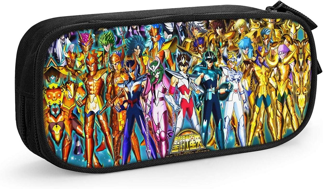 אנימה סנט Seiya מקרה עיפרון פאוץ' בוקס אחסון תיק איפור מארגן נייר מכתבים עם רוכסן לגב שחור SAOE008078