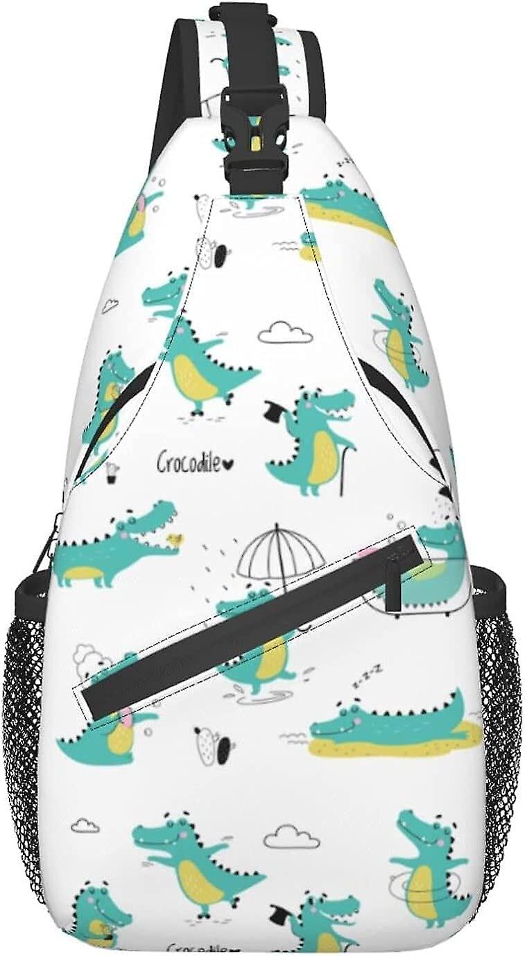 AF01477 תנינים ילדותיים חמוד מצחיק חיה קלע תיק קל משקל טיולים daypack crossbody כתף תרמיל נסיעות חזה למבוגר