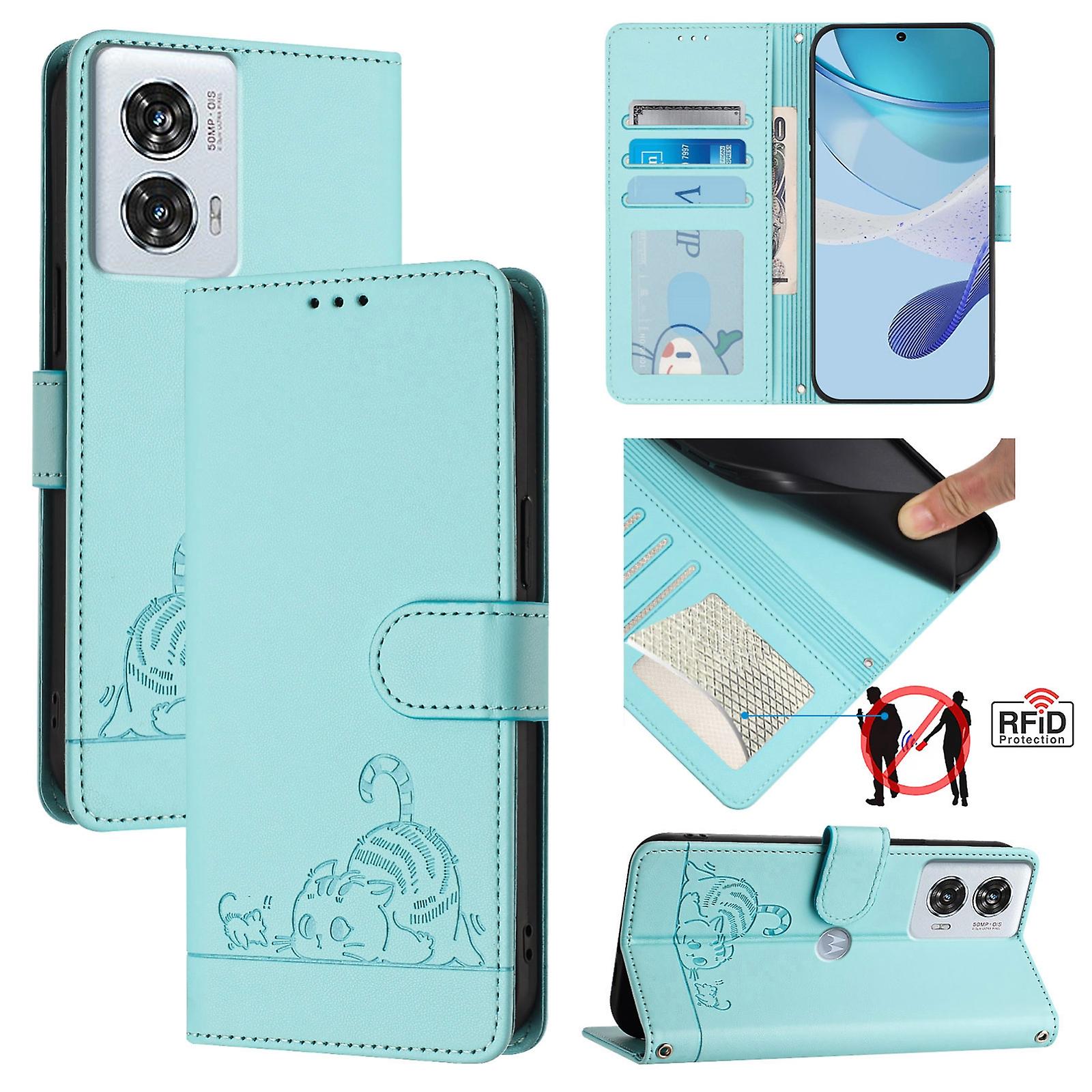 Cat Pattern PU Case For Motorola Edge 50 Fusion