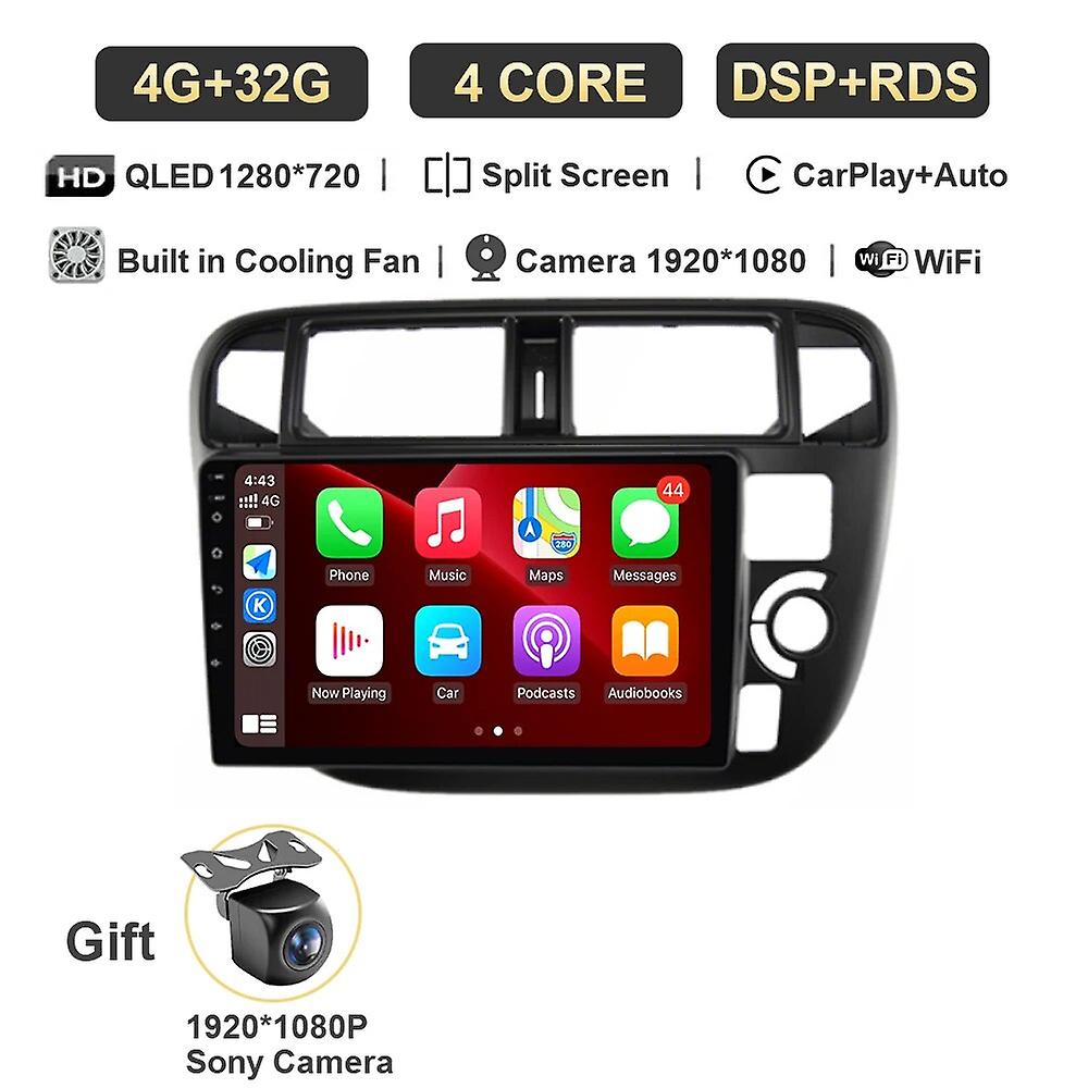 Car Raido Android 13 For Honda Civic Ek3 Ek4 Ek9 1995-1999 Navigation Multimedia Video Player Auto Carplay Autoradio Audio Qled