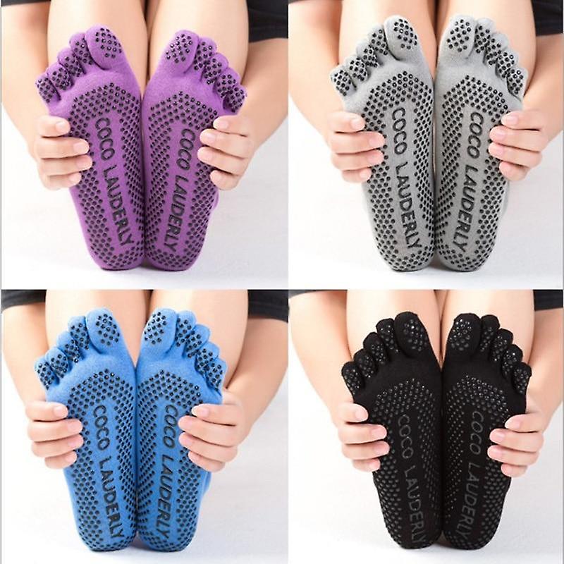 Women's Non-slip Yoga Socks & Half Finger Running Gloves - 5 Colors, Cotton