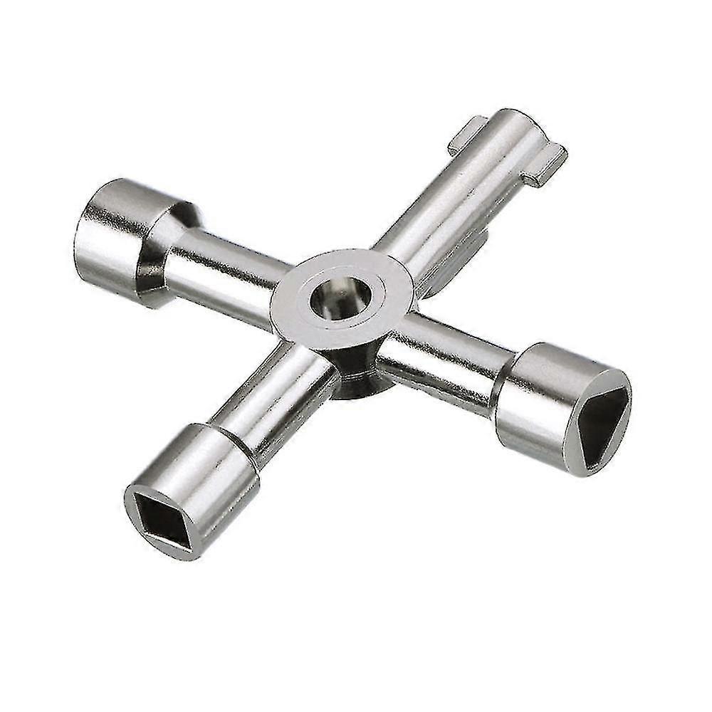 1 Pcs Multi-function 4-way Key For Electric Water Door, Gas Meter, Cabinet Box, Key Opener, Silver
