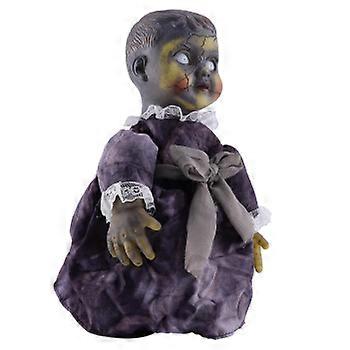 1 PC Halloween Voice-activated Induction Doll Glowing Walking Doll Scene Layout Props for Haunted House Party Bar without Battery