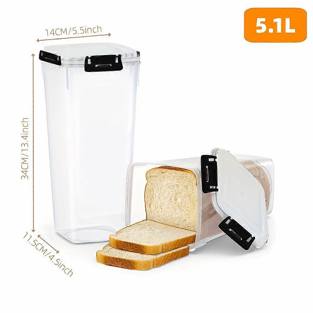 Large Capacity Food Storage Container - Ample Storage Space, Crystal-Clear Transparency, Portable, Leak-Proof, Airtight Sealing - Perfect for Bread, T