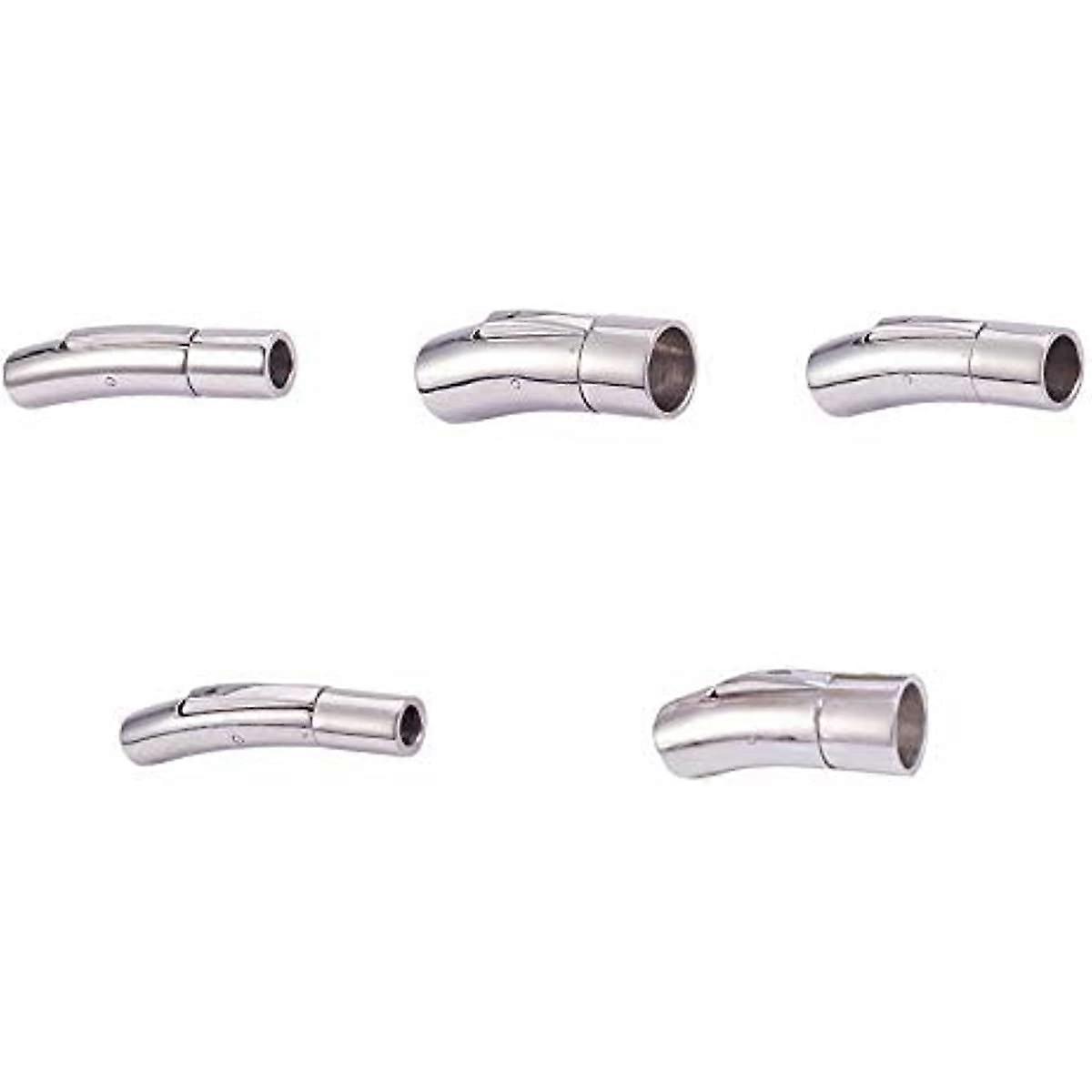 5 Sets 304 Stainless Steel Leather Cord End Cap Snap Bayonet Clasps Barrel Fit 3-8mm Cord for Jewelry Making