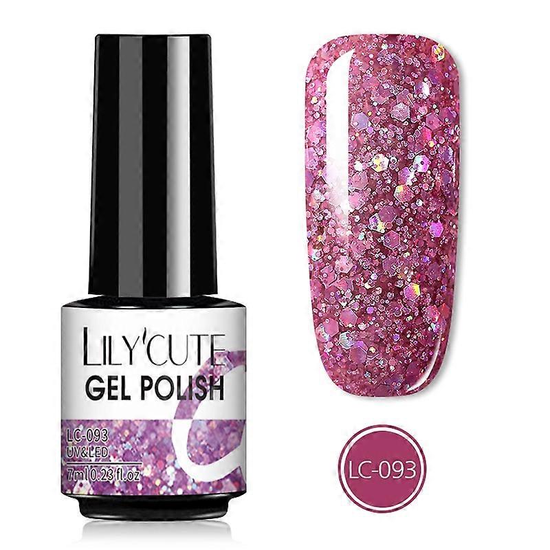 7ml Glitter UV Gel Nail Polish Semi Permanent Nude Color Gel Varnish Matte Top Coat Soak Off Gel Varnish93
