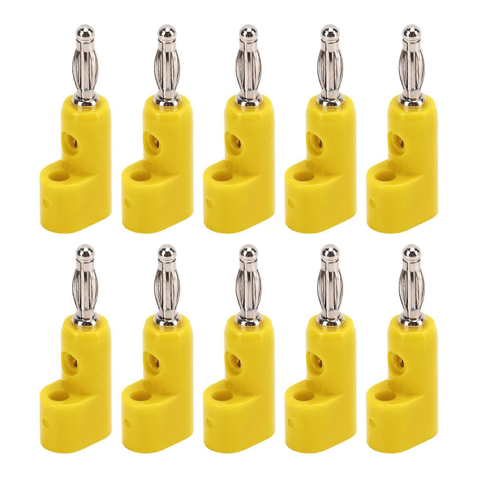 10pcs 4mm Stackable Banana Plug Connectors Solderless Banana Plugs for Security AccessoriesYellow