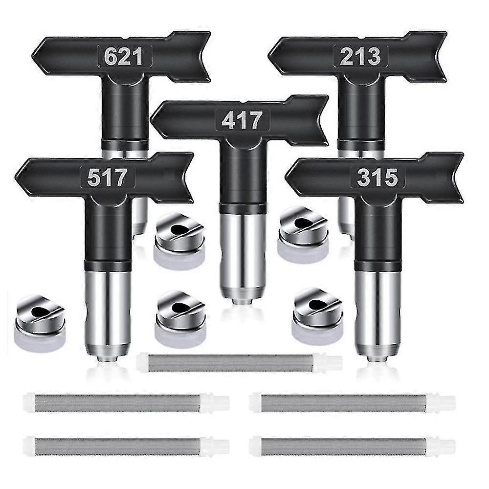 5pcs Spray Tips Reversible Airless Paint Sprayer Nozzle Tips And 5 Airless Spray Machine Filter Rep