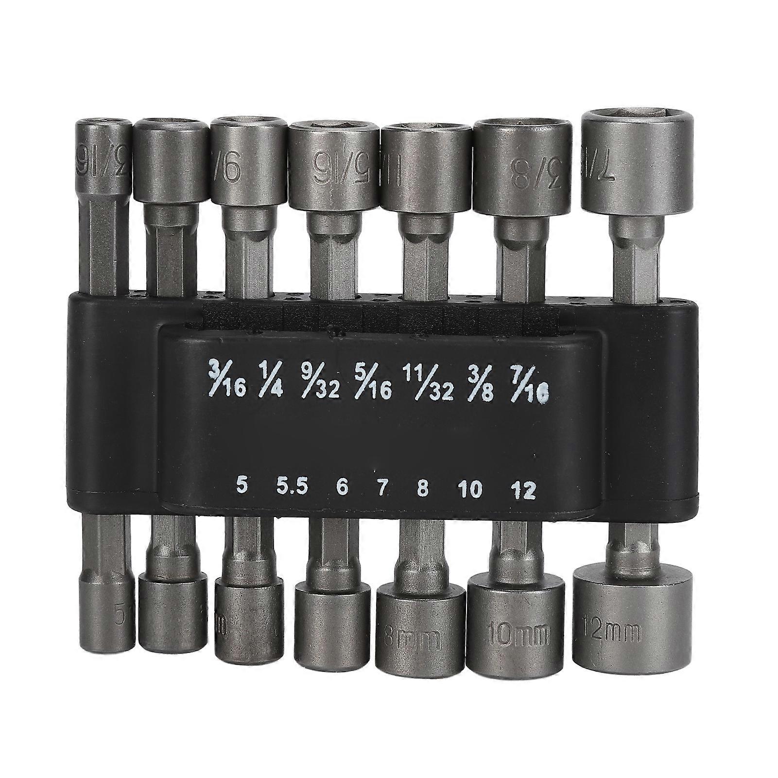 14Pcs Nuts Driver Drill Bit Chrome Vanadium Steel ABS Hex Power Socket with Storage Base