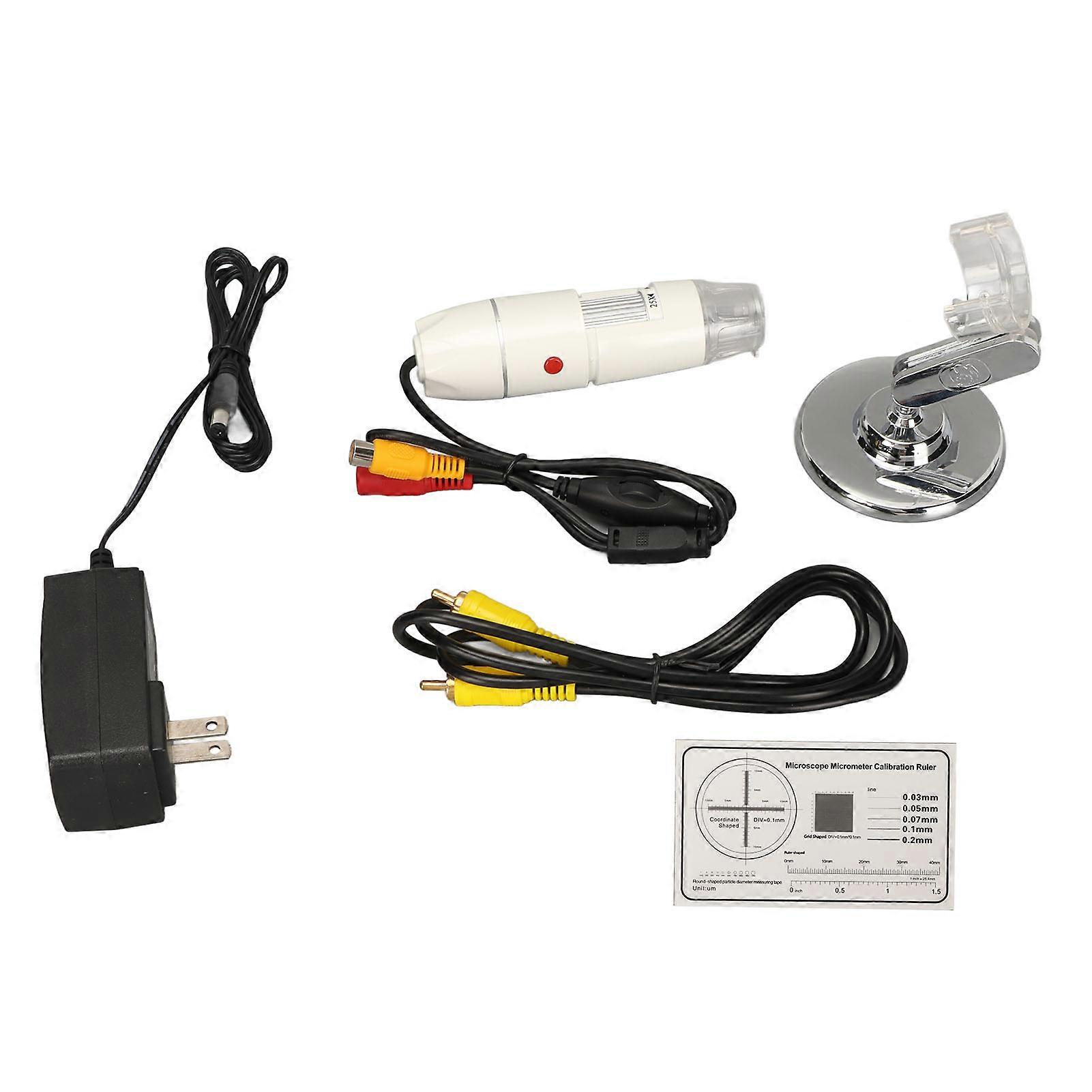 Digital Microscope HD 25x to 400x Analog AV Output Mini Electronic Microscope with 8 LEDs for TV 100?240V US Plug