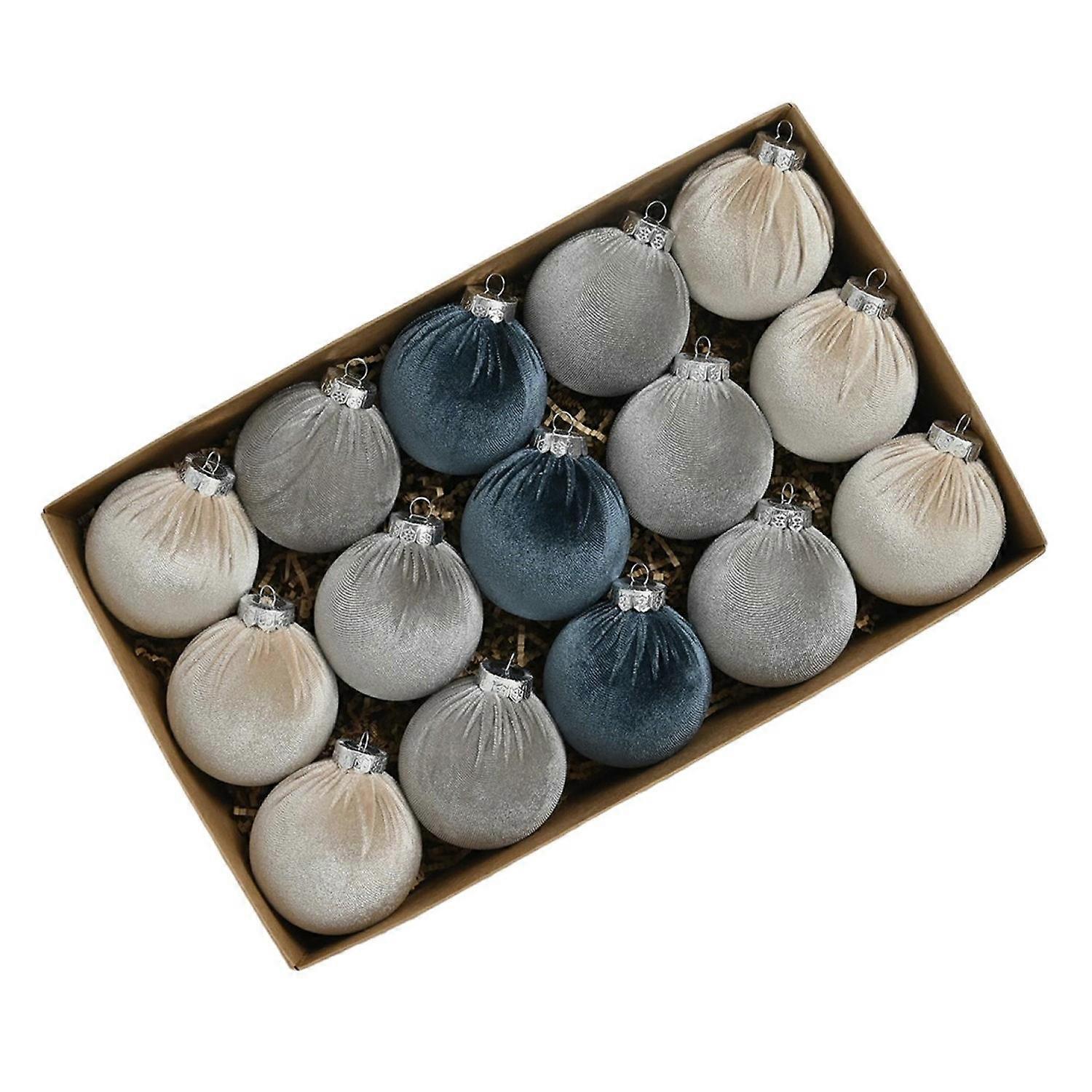 15 Pcs Velvet Christmas Balls Shatterproof Flocked Xmas Tree Hanging Ball Ornaments Festive Home