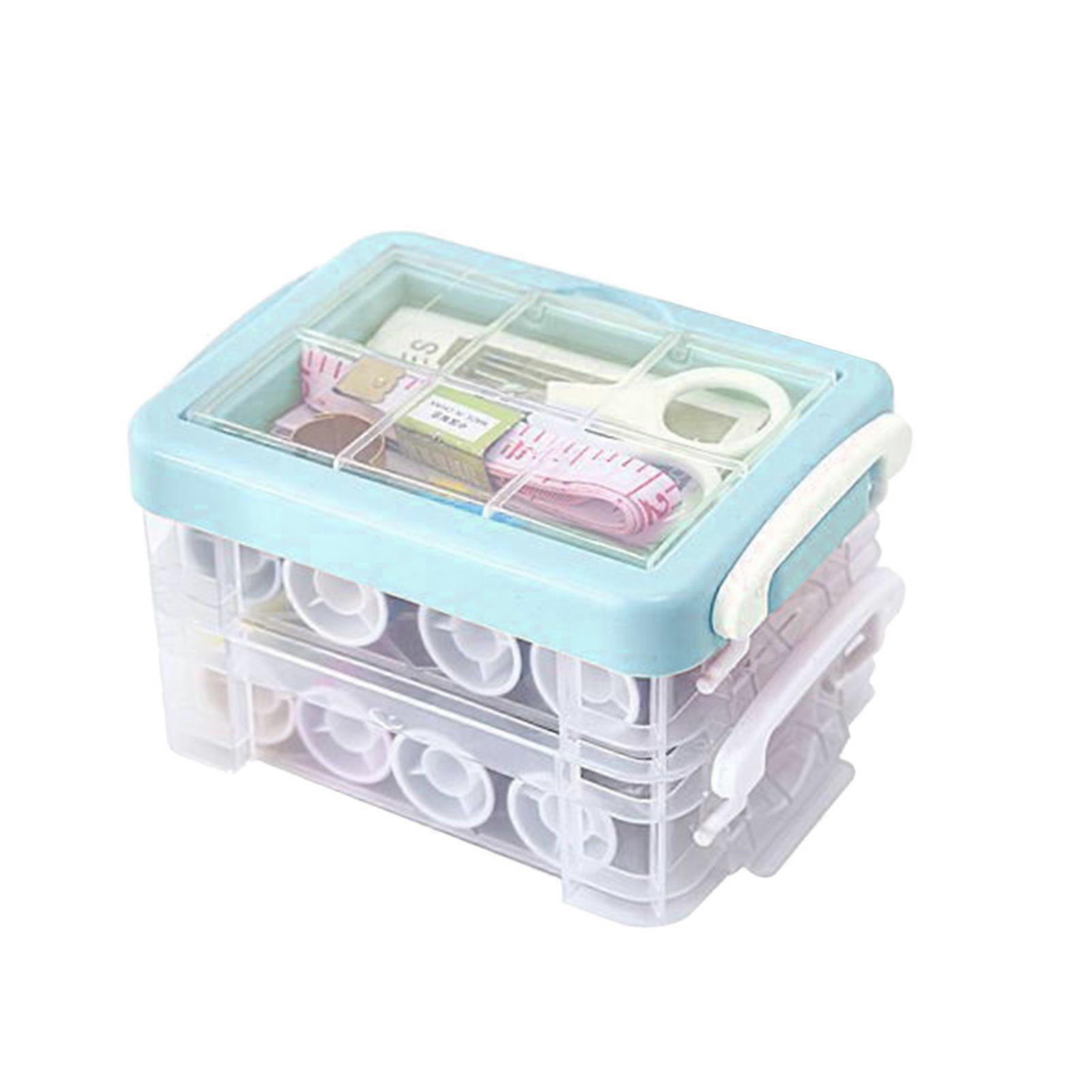 30Pcs Sewing Box Set Complete Tools Three Layer Dual Purpose Handle Sewing Kit with Case for Household