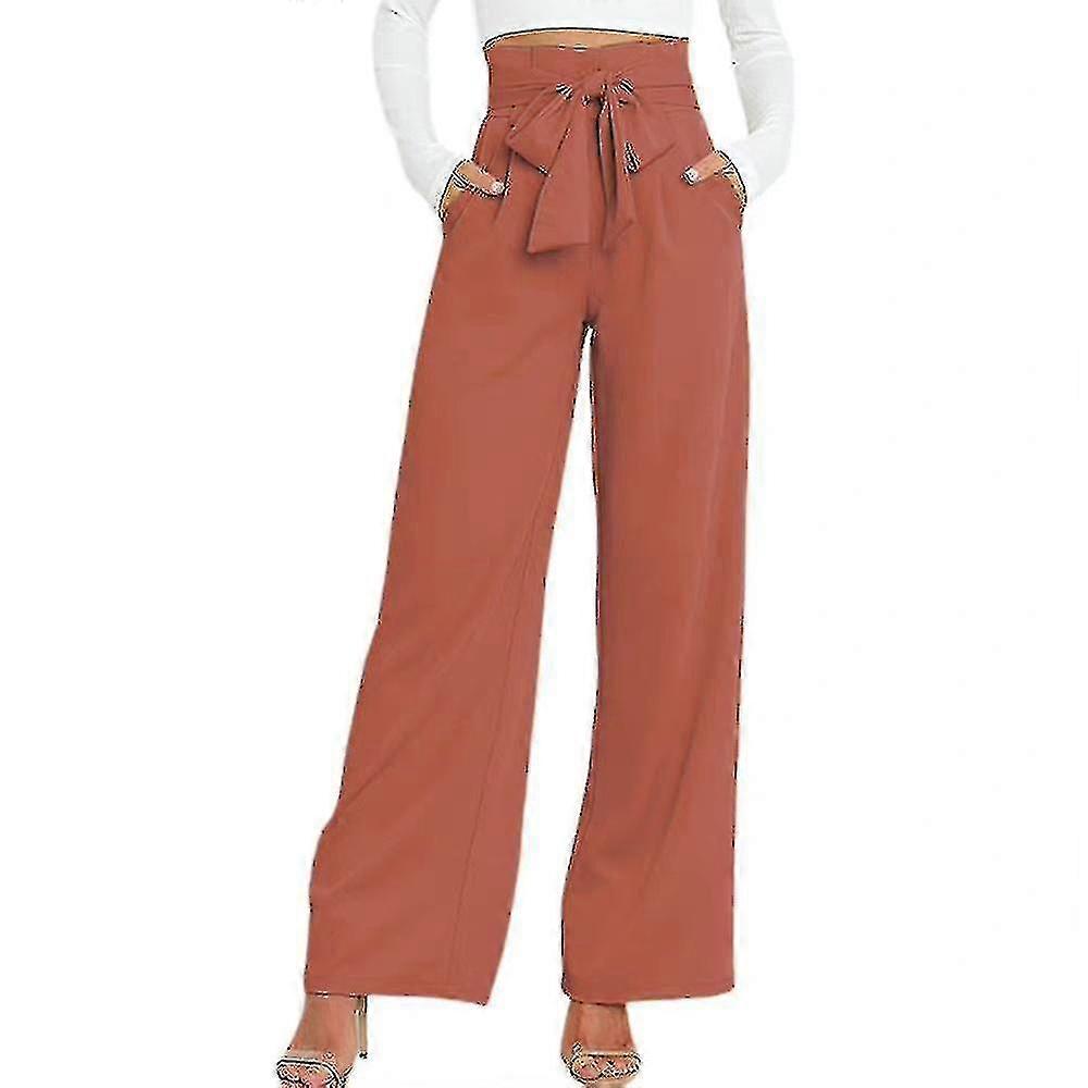 Effen broek met hoge taille en veters en wijde pijpen voor dames