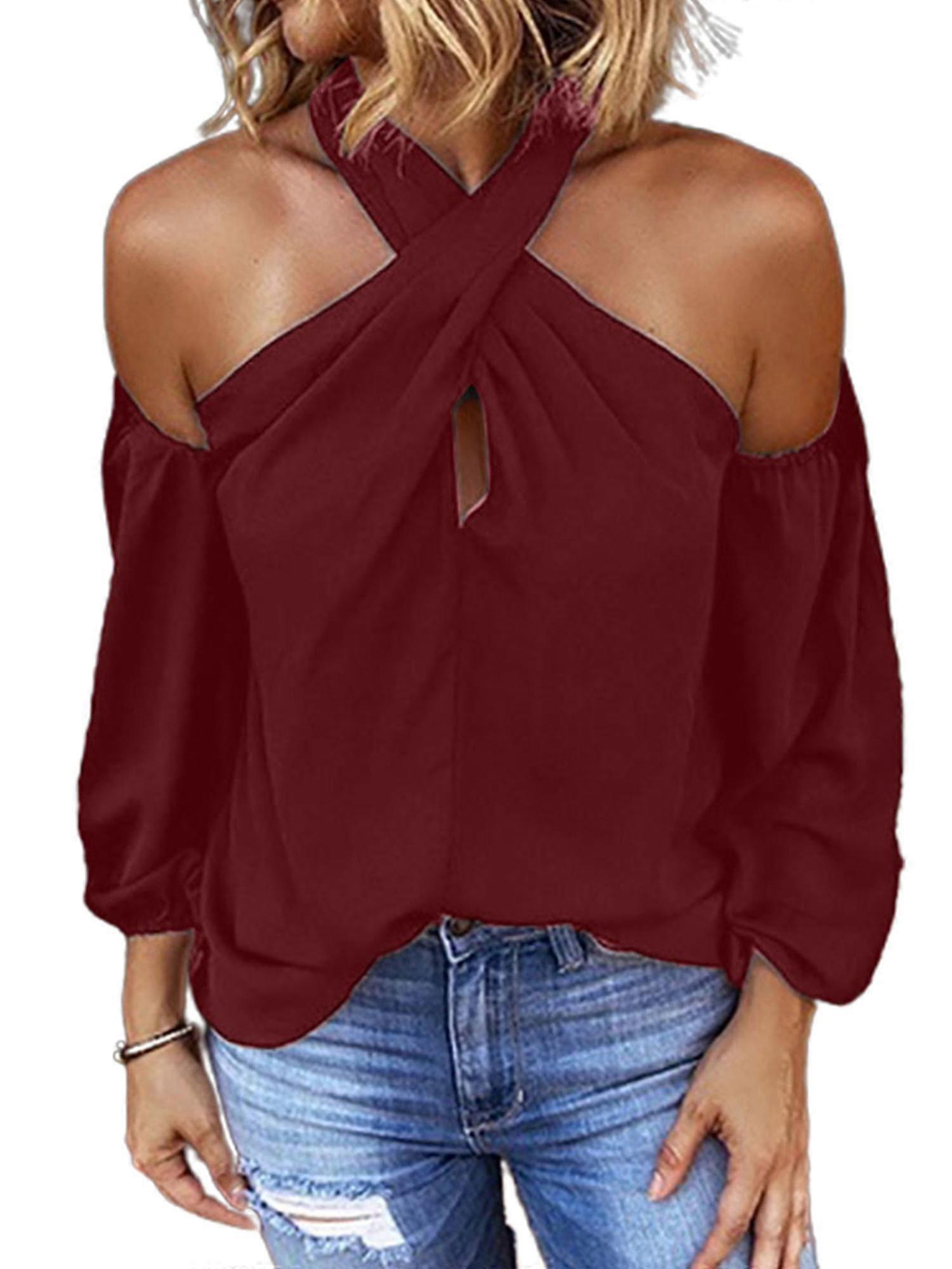 Bayan Halter Boyun Omuz Üstleri Casual