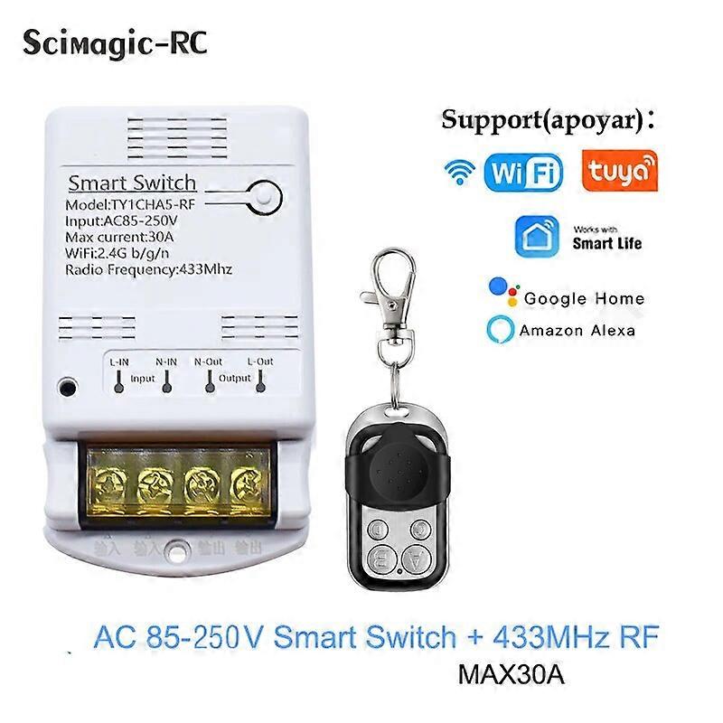 Tuya WiFi 30A Switch Module Wireless Relay Smart Life APP Remote Control for Smart Home Switch AC85-250V 300W high power