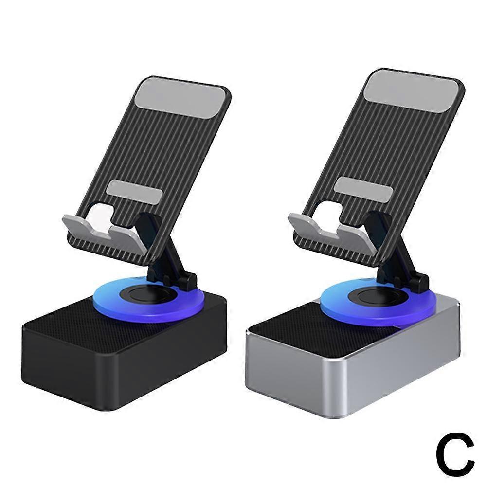 3-in-1 Bluetooth Speaker Phone Stand with 1500mAh Power Bank 360 Rotation Colorful Light Foldable Holder for Mobile Tablet MP3 Playback