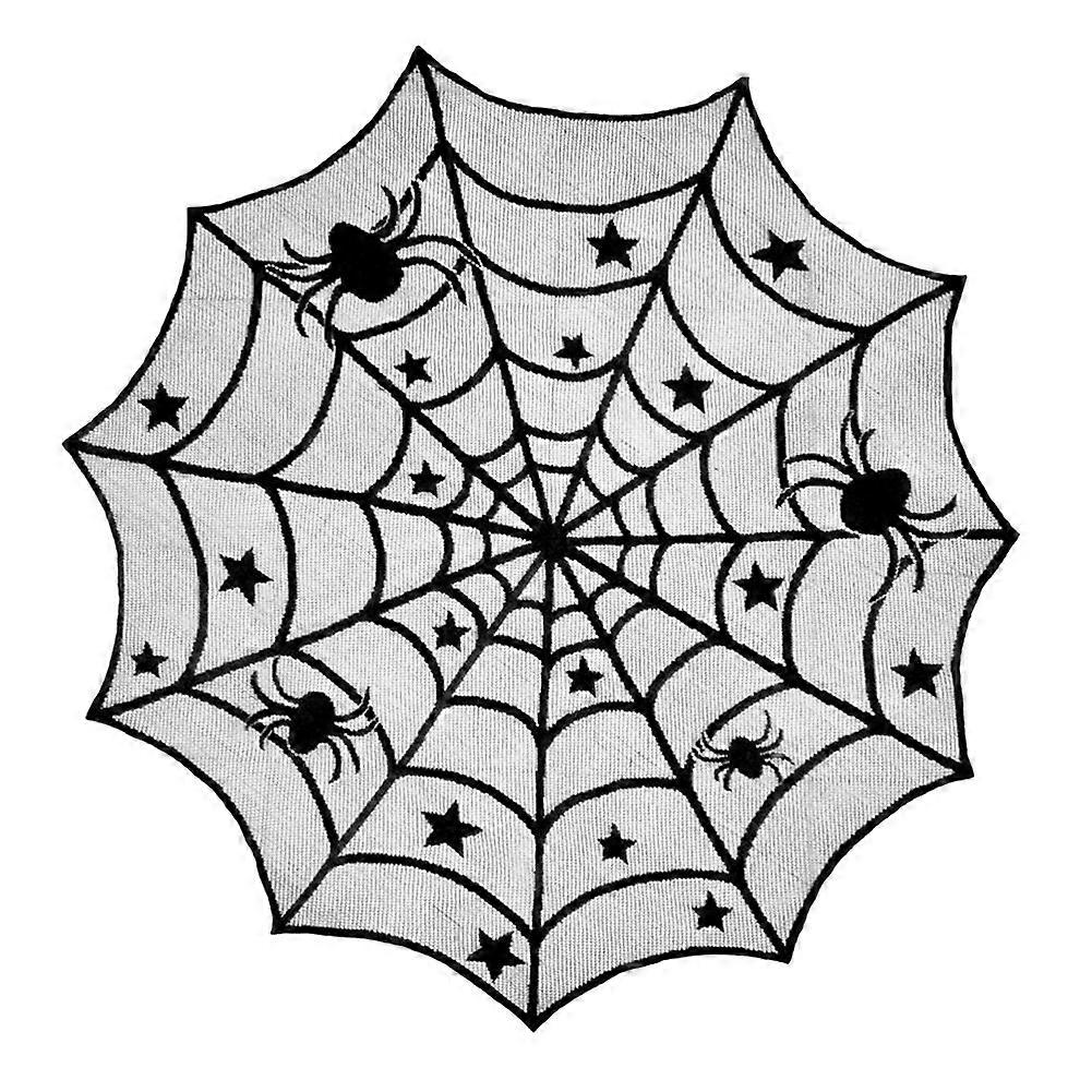 Black Lace Overlay Tabletop Collection Gothic Halloween Decor Table Topper Spider Web Spiderweb Round Lace Tablecloth Home Dustproof Stuff Party Suppl