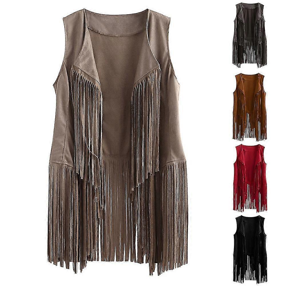 عشرينيات القرن العشرين المرأة رعاة البقر شرابة صدرية بلا أكمام سترة الهبي سترة الرجعية معطف دراجة نارية