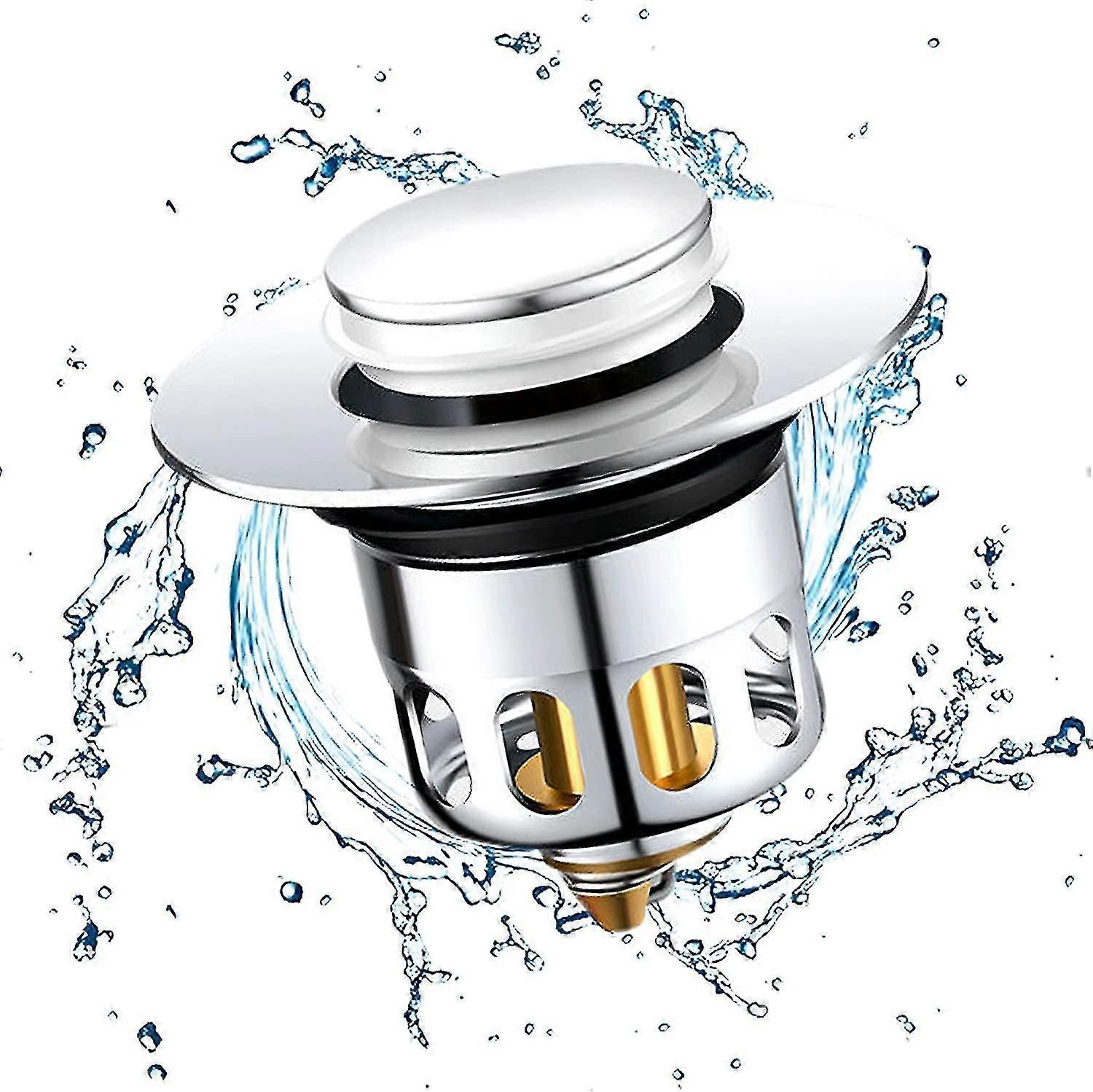 Universal Sink Drain Pop Up Sink Stopper Bathtub Drain Anti1pcssilver
