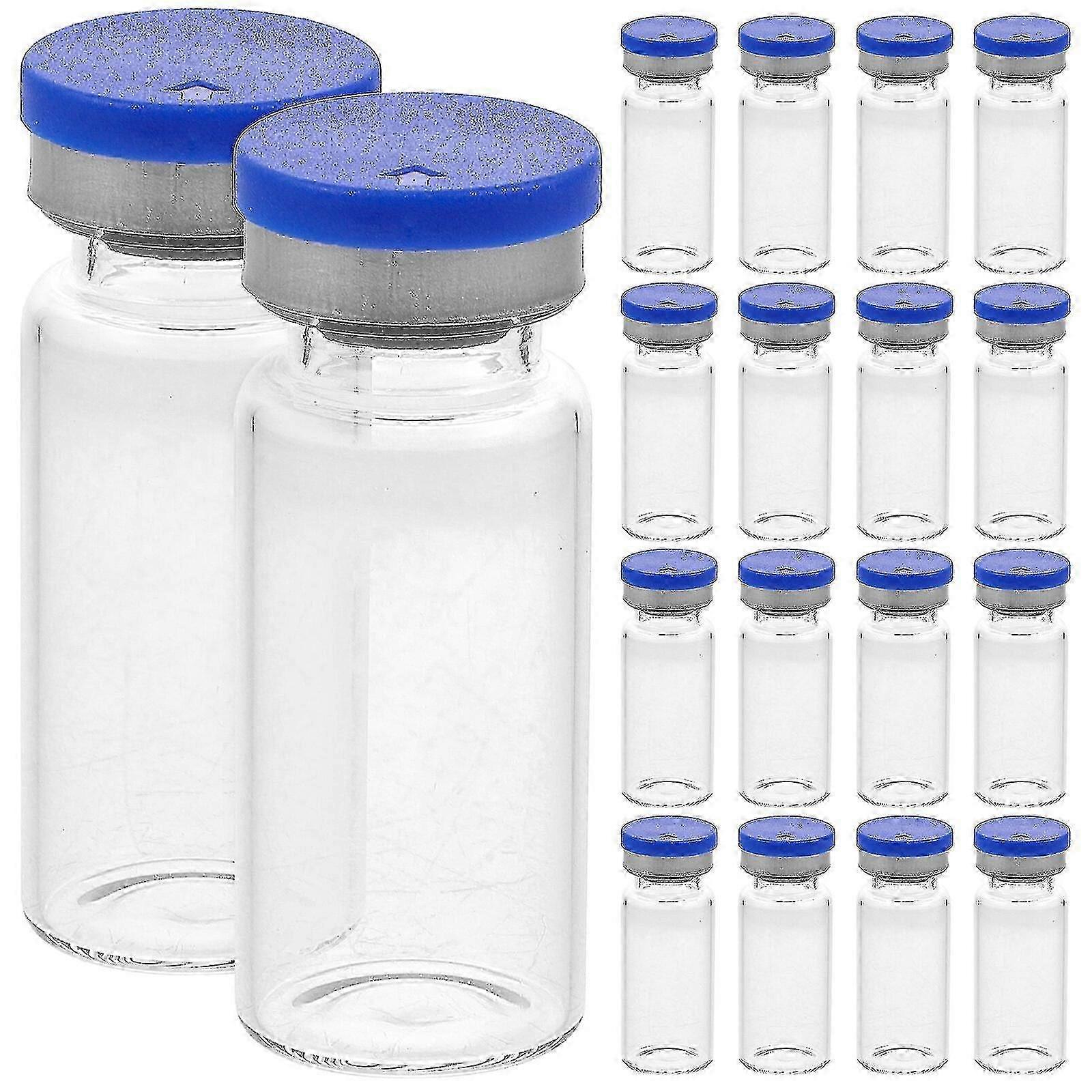 20pcs Practical 10ml Transparent Vials Clear Flat Bottom Bottles With Caps-Yvan