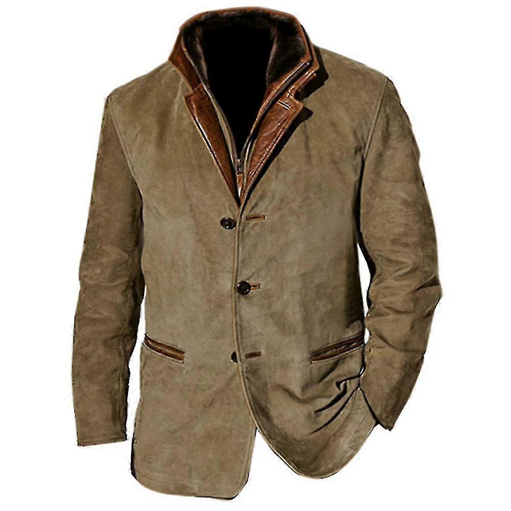 Herr Jacka Vintage Fleece Mocka Jackor Höst Vinter Utomhus Dagligen Kavaj-xinhan