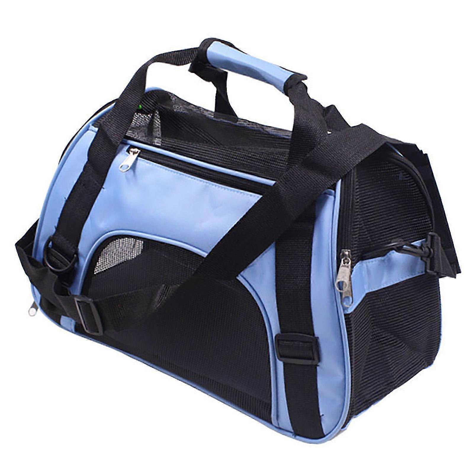 Foldable Portable Pet Travel Carrier for Small Medium Dogs Cats - Removable Ventilated Comfortable - Blue