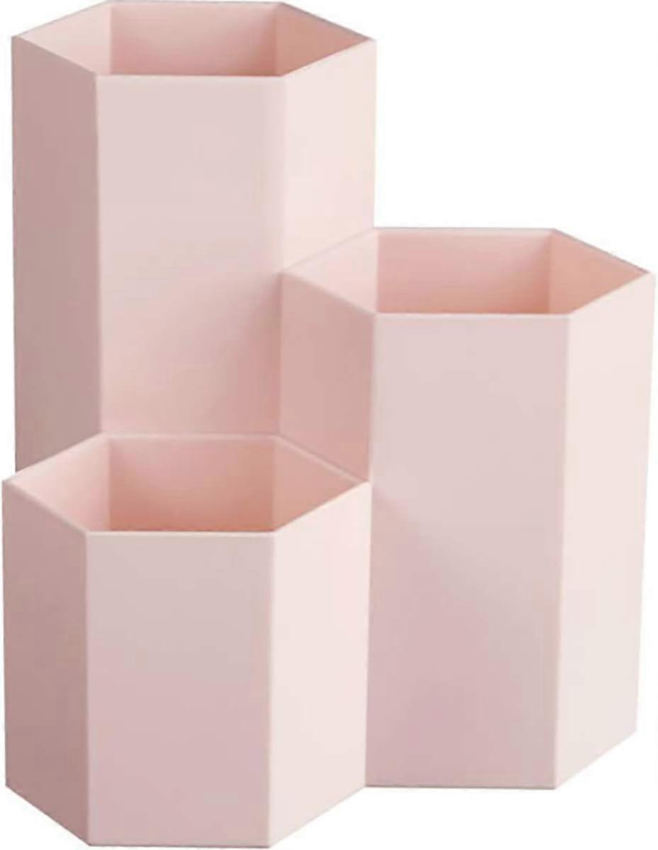 Multi-Function Hexagonal Creative Pot for Storing Makeup Brushes, Brushes, Pens, Stationery - Desktop Decoration - Pink,2024 Ping