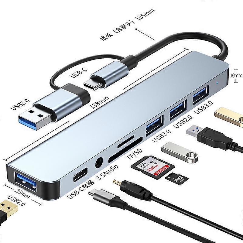 8 in 1 usb Expansion Hub for PC Laptop, Type C Hub Splitter