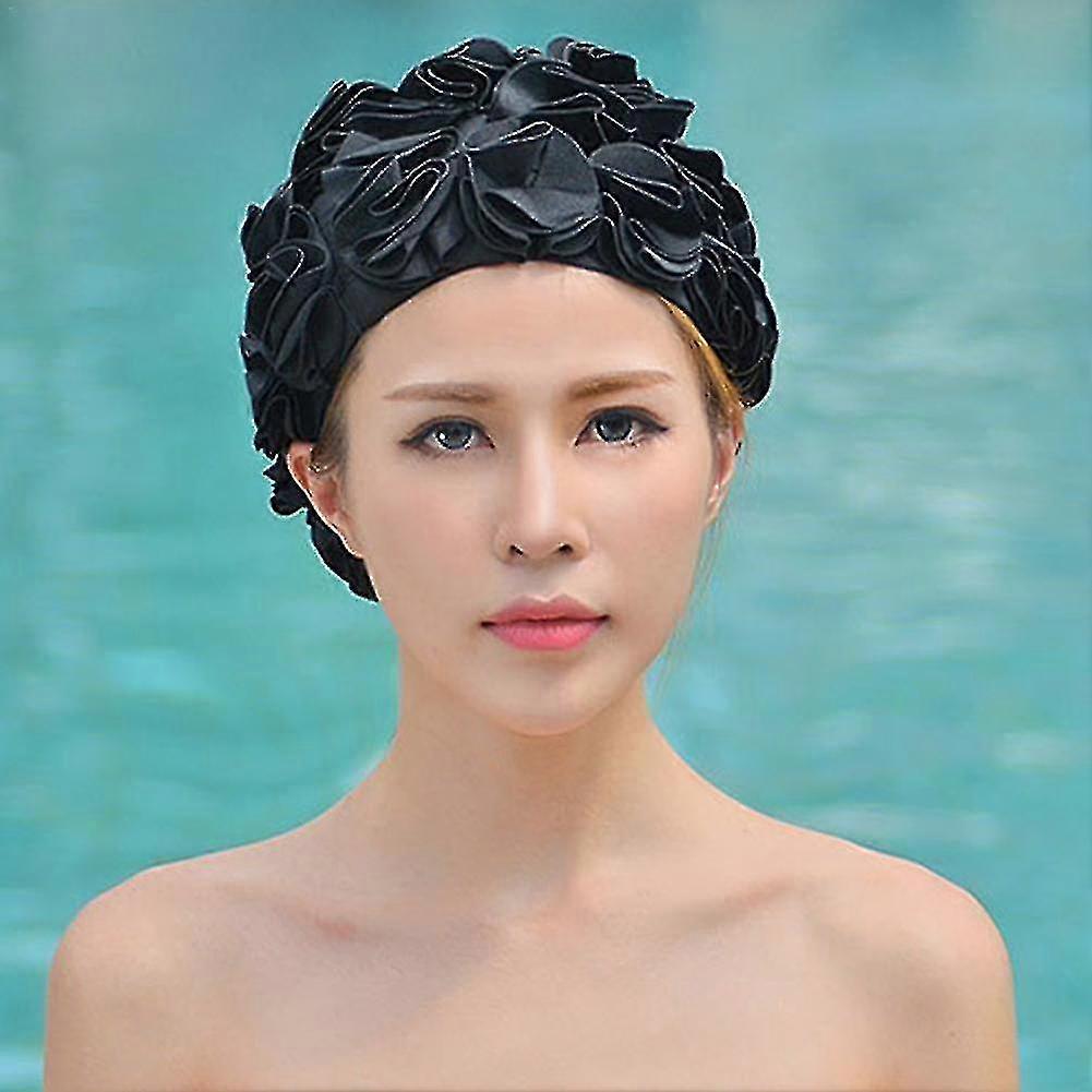 Bonnet de Bain Bonnet de Natation,Turban de Natation en Tissu Chapeau de Natation Femme Bonnet Piscine Bonnet de Bain Cheveux Long Adulte Bonnet de Bain Extensible Confortable Durable 2pcs