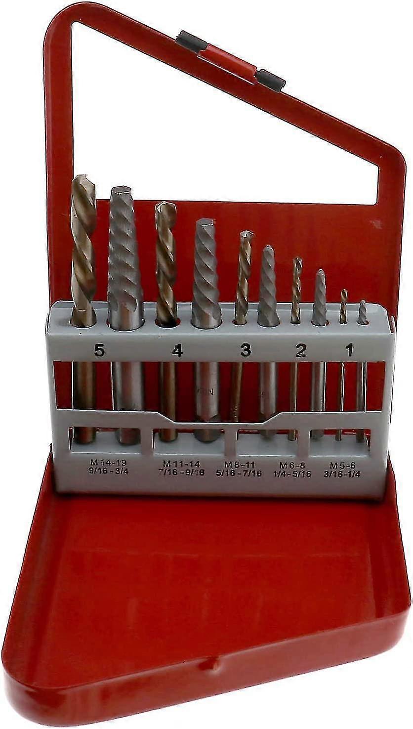 10pcs hss screw extractor kit cobalt left hand drill bit broken bolts extractor tool with metal case