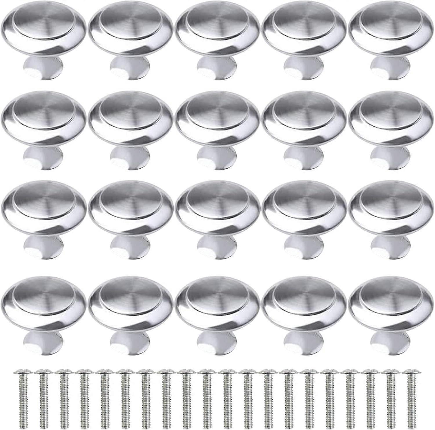 20 PCS Cabinet Door Knobs, Silver Cabinet Knobs Kitchen Round Pull Handles Chrome Door Handle Knobs Metal Drawer Knobs for Bathroom Cupboards Wardrobe